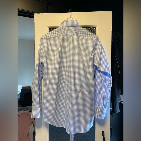 TM LEWIN button down dress shirt in size 15.5 neck, 33 arm. Light blue gingham - Picture 2 of 2